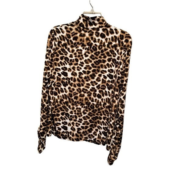 NY & Company 7th Avenue Studio Top Women's XL Leopard Print Turtleneck Pullover - Picture 2 of 4